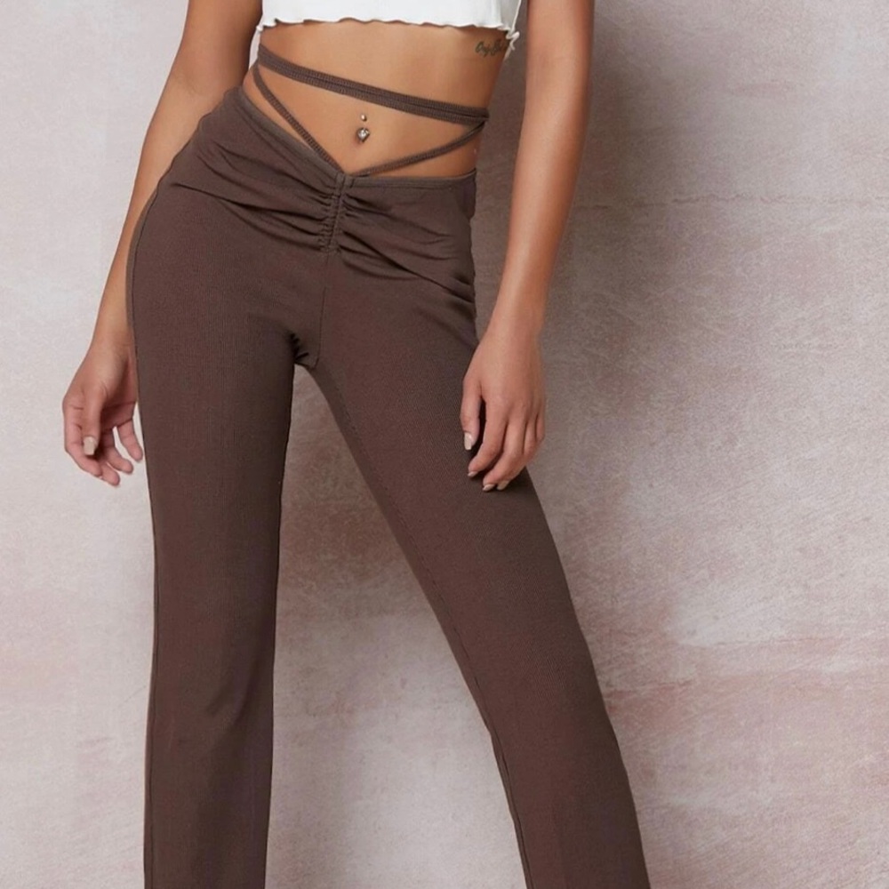 Brown waist string pants